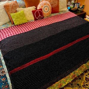Black Kantha Blanket